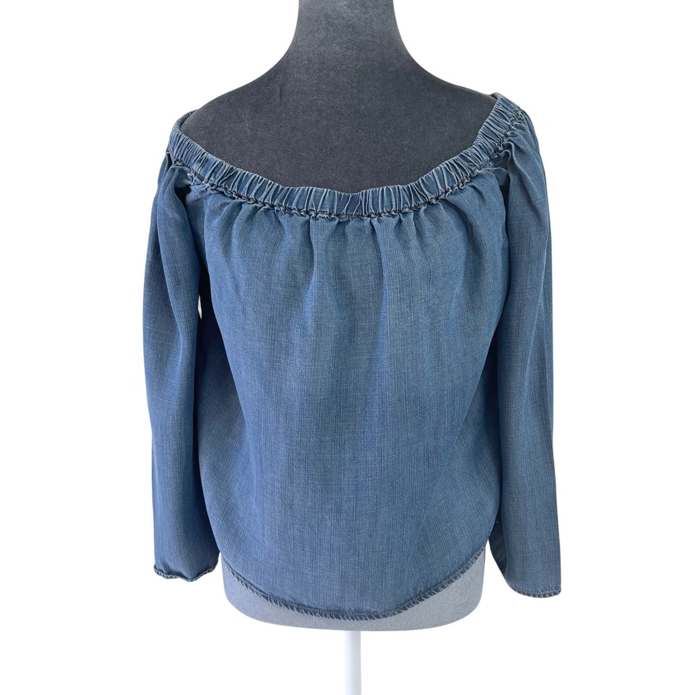 Cloth & Stone Wms S Anthro Style Boho Coastal Chambray Off The Shoulder LS Top